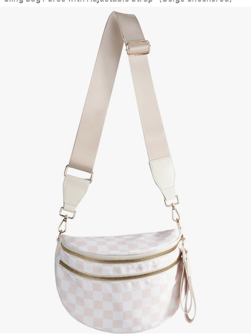 Women’s Checkered Crossbody Bag in Beige/Cream